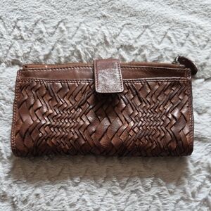 Elegant Brown Woven Leather Wallet